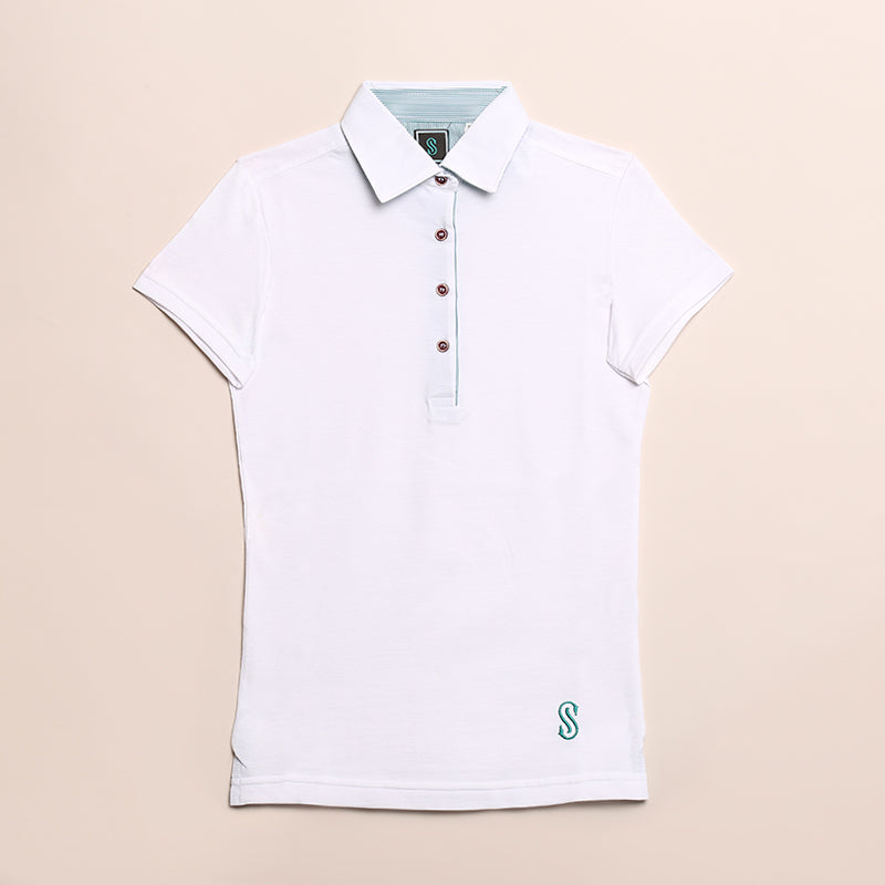 Short sleeve White Polo Shirt Woman