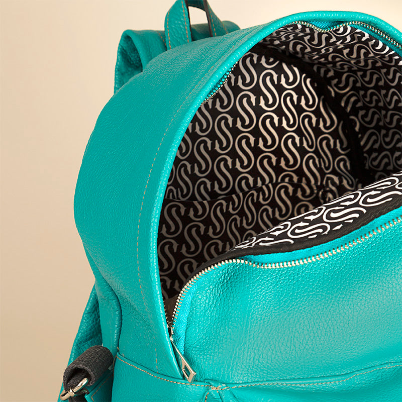 Leather Teal Backpack - Storescuderia1918