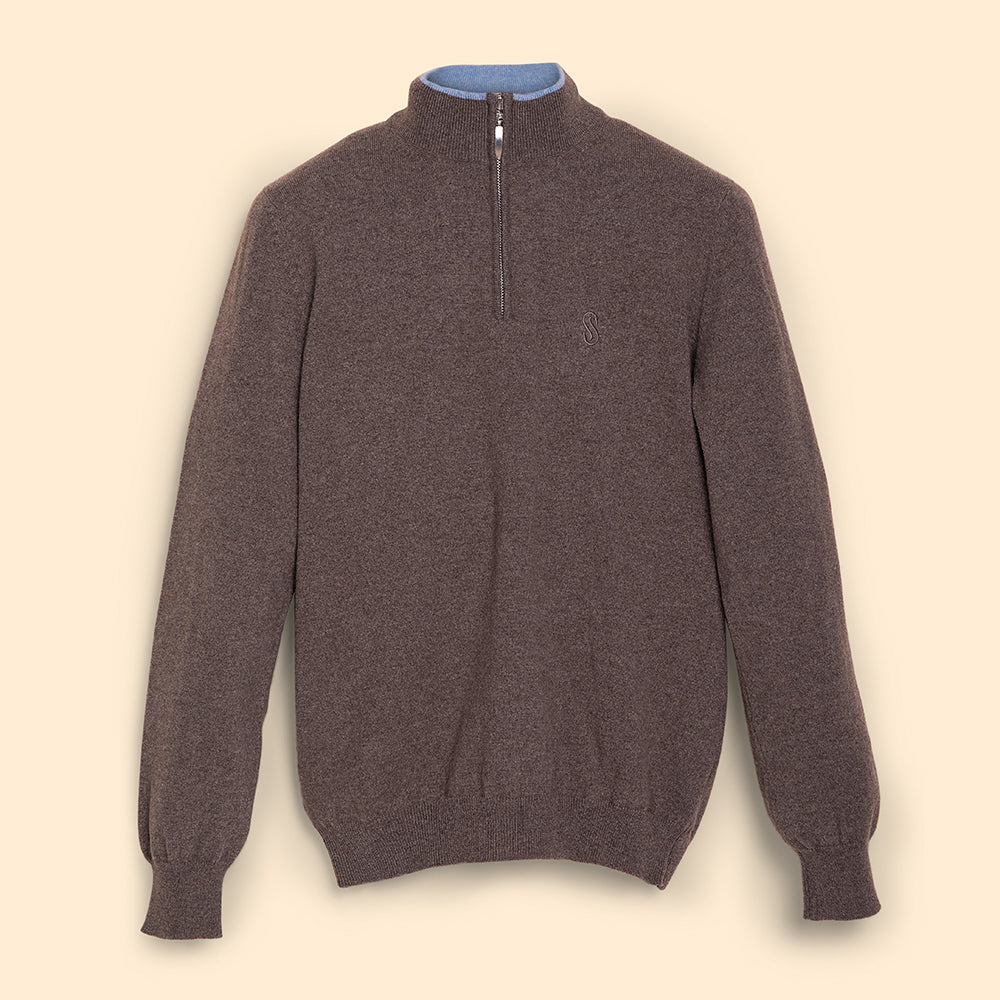 Beige cashmere half zipper pullover Man - Scuderia 1918